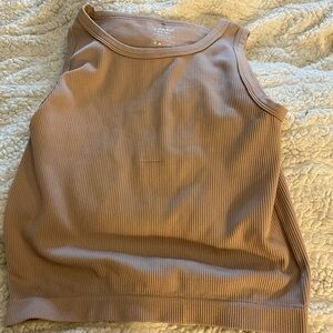 Tan Ribbed Sleeveless Top